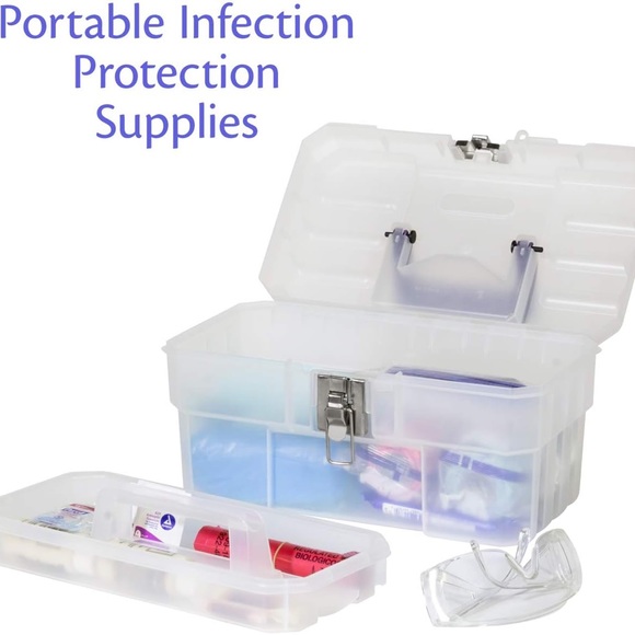 Plastic Art/Craft/Medical/Tool Storage Box - 14” clear with removable tray - Picture 3 of 9